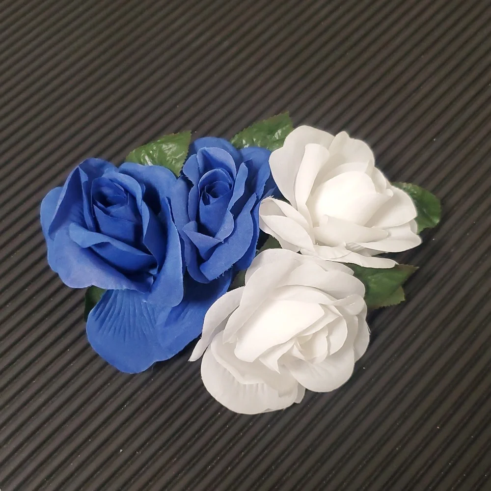 Flower Hair Piece Blue White Green